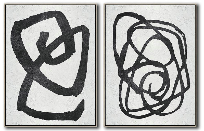 Extra Large Acrylic Painting On Canvas,Set Of 2 Minimal Painting On Canvas - Wall Art Ideas For Living Room